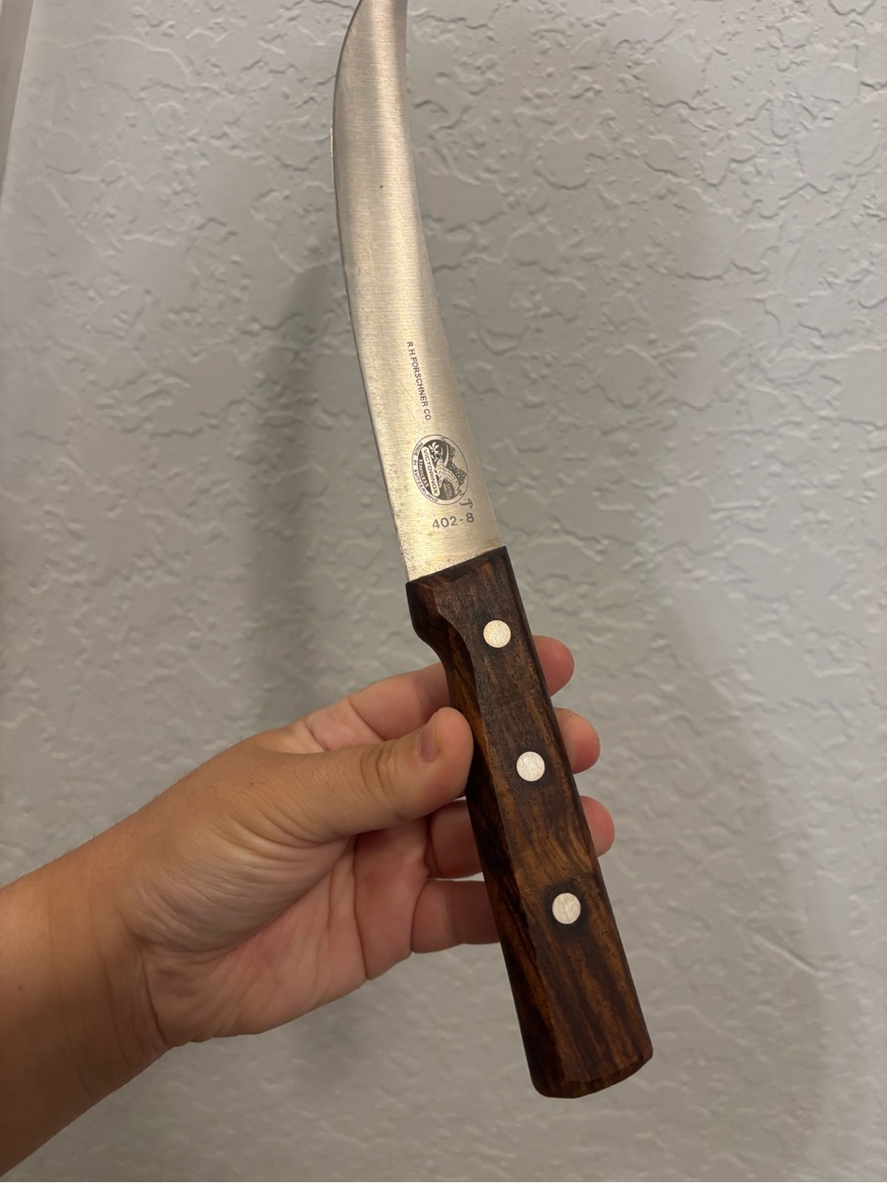 RH Forschner co 802-8 Victorinox tru hone breaking knife 8" with Wood handle